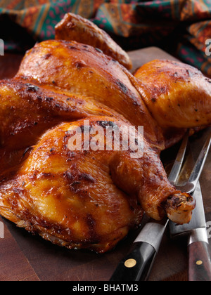 Ganze Spatchcocked Hähnchen Piri Piri Stockfoto