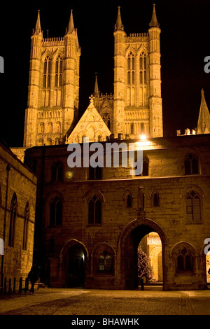 Kathedrale von Lincoln Winternacht Stockfoto