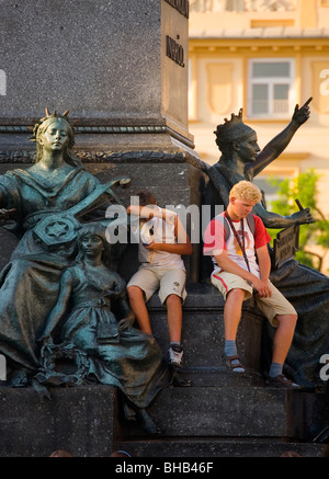 Polen Krakau, Denkmal für große polnische Dichter Adam Mickiewicz, detail Stockfoto