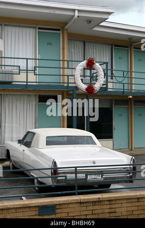 Balkon, wo Martin Luther King ermordet wurde, Lorraine Motel, National Civil Rights Museum, Memphis, Tennessee, USA Stockfoto