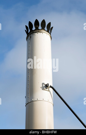 Nahaufnahme des Schornsteins auf eine funktionierende Replik von Stephensons Rocket getestet auf dem Avon Valley Railway bei Bitton, Bristol Stockfoto