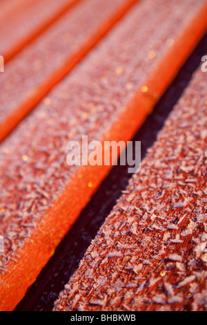 Frostigen Wandtafeln an kalten Wintertag Stockfoto