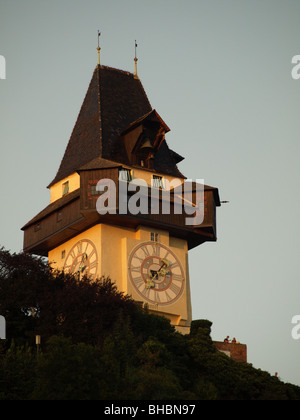 Uhrturm, Uhrturm am Schlossberg in Graz, Steiermark, Österreich Stockfoto