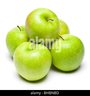 Äpfel - grüne Äpfel auf weißem Hintergrund Studio Ausschneiden Stockfoto
