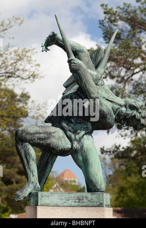 eines der musizierende Engel Skulpturen von Carl Milles in Millesgarden Stockfoto