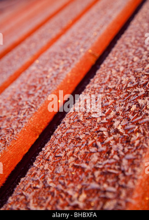 Frostigen Wandtafeln an kalten Wintertag Stockfoto