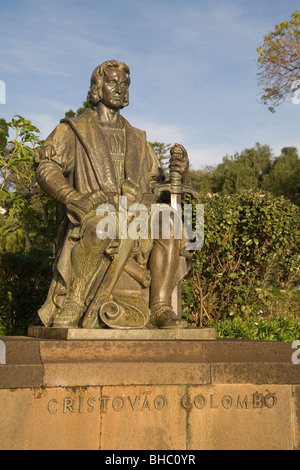 Portugal Madeira Funchal Santa Catarina Park Columbus-statue Stockfoto