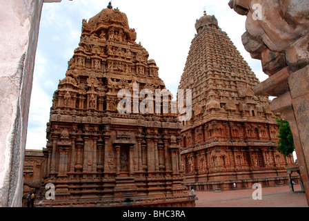Brahadeeswara-Tempel von Thanjavur [Tanjore]; Indien. Dies ist ein UNESCO-Weltkulturerbe. Stockfoto