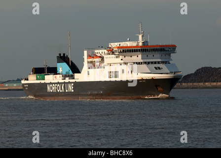 Norfolk Line Fähre Dublin Viking River Mersey Liverpool auf Weg nach Dublin Irland Stockfoto