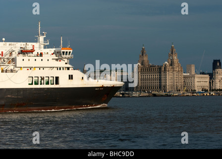 Norfolk Line Fähre Dublin Viking River Mersey Liverpool auf Weg nach Dublin Irland Stockfoto