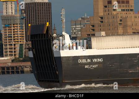 Norfolk Line Fähre Dublin Viking River Mersey Liverpool auf Weg nach Dublin Irland Stockfoto