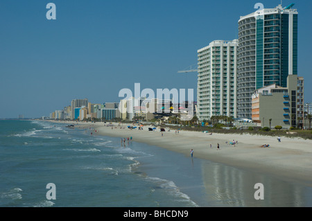 Strand und Meer Hochhaus-Hotels und Eigentumswohnungen in Myrtle Beach, South Carolina, USA Stockfoto