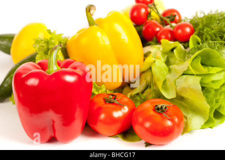 Haufen von Gemüse isoliert auf weißem Hintergrund Stockfoto
