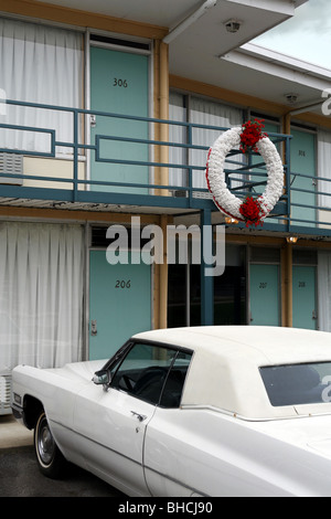 Balkon, wo Martin Luther King ermordet wurde, Lorraine Motel, National Civil Rights Museum, Memphis, Tennessee, USA Stockfoto