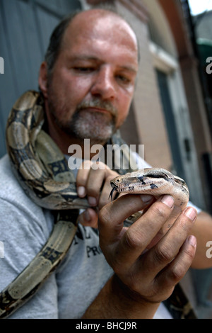 Snake Charmer, French Quarter, New Orleans, Louisiana, USA Stockfoto