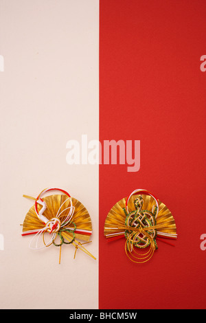 Kran und Schildkröte Mizuhiki Stockfoto