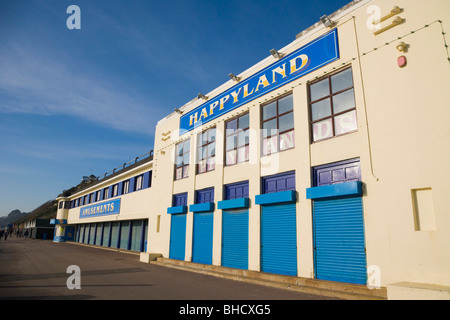 Happyland. Winter. Bournemouth am Meer. Dorset, England. Stockfoto