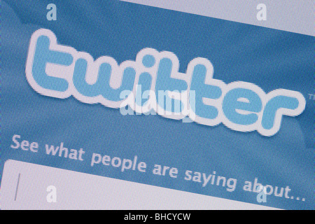 Nahaufnahme eines Screenshots von Twitter social-Networking-Website-logo Stockfoto