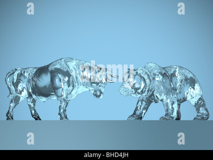 Börse, Bulle und Bär - Börse, Bulle, Bär Stockfoto