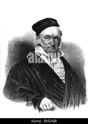 Gauß, Karl Friedrich, 30.4.777 - 23.2.1855, deutscher Mathematikhistoriker, halbe Länge, 19. Jahrhundert, Stockfoto