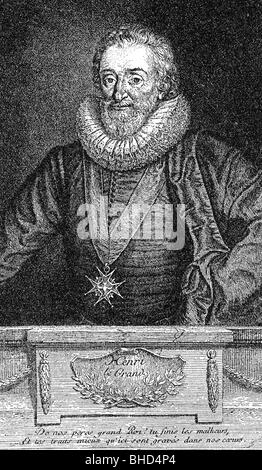 Heinrich IV., 13.12.1553 - 14.5.1610, König von Frankreich 27.2.1594 - 14.5.1610, halbe Länge, Kupferstich, 17. Jahrhundert, Artist's Urheberrecht nicht gelöscht werden Stockfoto