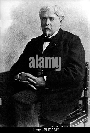 Goncourt, Edmond de, 26.5.1822 - 16.7.1896, französischer Autor/Schriftsteller halber Länge, sitzend, Stockfoto