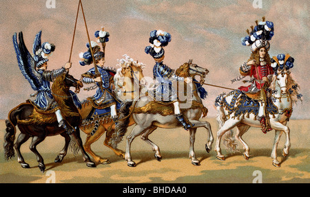 Geografie/Reisen, Frankreich, Feste, 'Grand Caroussel', Paris, 1662, 'Türkisch', bedrahtet BA Prince Conde, nach dem Aquarell von Sabatier, Chromolithograph von Urrabieta, 1880, Stockfoto