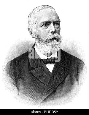 Kerner, Anton, Ritter von Marilaun, 12.11.1831 - 21.06.1898, österreichischer Botaniker, Professor und Direktor des Botanischen Gartens Wien, Porträt, Holzgravur, Stockfoto