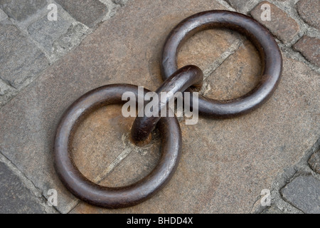 Stahl Ringe zum Festmachen des Schiffes Stockfoto