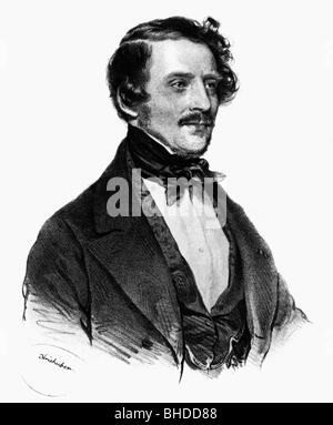 Donizetti, Gaetano, 22.1.1797 - 8.4.1848, italienischer Komponist, Porträt, Lithograf von Josef Kriehuber (1800 - 1876), Stockfoto