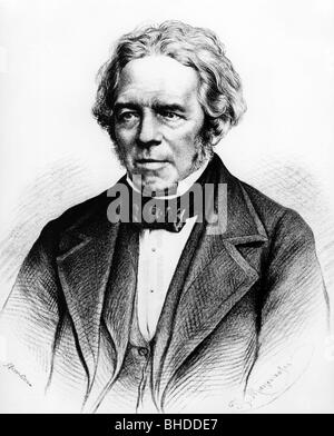 Faraday, Michael, 22.9.I.1 - 25.8.1867, britischer Physiker, Porträt, Holzgravur, 19. Jahrhundert, Stockfoto