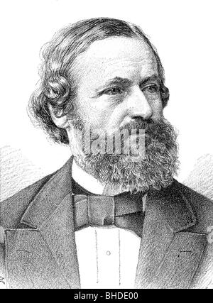 Kirchhoff, Gustav Robert, 12.3.188 - 17.10.1887, deutscher Physiker, Porträt, lithograph, 19. Jahrhundert, Stockfoto