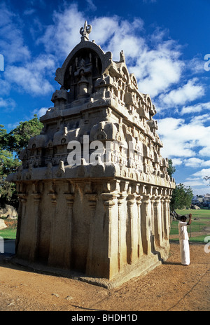 Ganesh Ratha in Mahabalipuram; Mamallapuram; Tamil Nadu. UNESCO Weltkulturerbe. Stockfoto