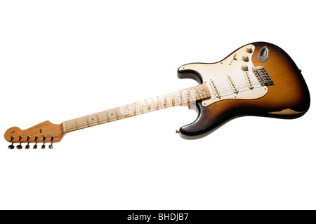 Fender Stratocaster e-Gitarre in Teilen getragen Stockfoto