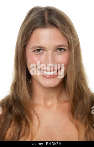 Studio-Porträt der lächelnde junge Frau Stockfoto