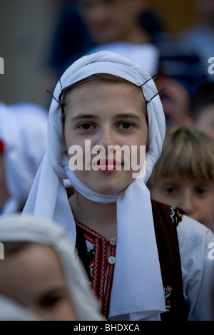 Mazedonien, Folklore-Kostüme, traditionelle Kleidung, internationales Festival der Folklore, Kazalnak, Bulgarien, Folklore Kostüm Stockfoto