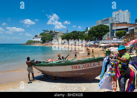 Praia do Porto da Barra, Salvador, Bahia, Brasilien Stockfoto