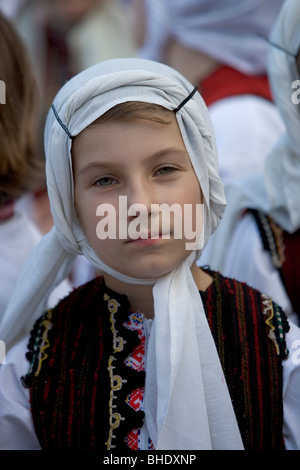 Mazedonien, Folklore-Kostüme, traditionelle Kleidung, internationales Festival der Folklore, Kazalnak, Bulgarien, Folklore Kostüm Stockfoto