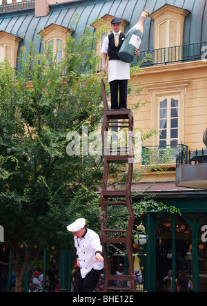 Straßenkünstler in Walt Disney World Florida FL Epcot park Orlando Stockfoto