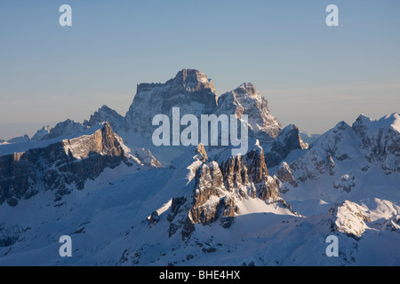 Pelmo Bergblick Lagazuoi Peak, Cortina, Dolomiten, Veneto, Italien Stockfoto