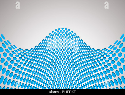 abstrakte Welle Hintergrund mit Metallgitter mit Löchern und Schatten Stockfoto