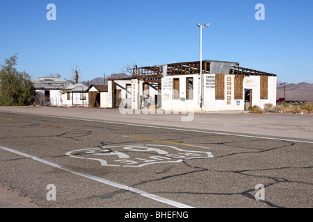 Verlassene Auto Service-Station entlang der Route 66 in Ludlow, Kalifornien. Stockfoto