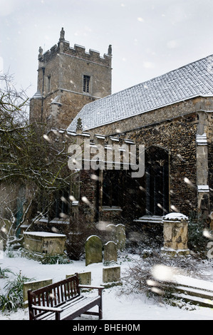 Universität Cambridge Rücken in den Schnee Stockfoto