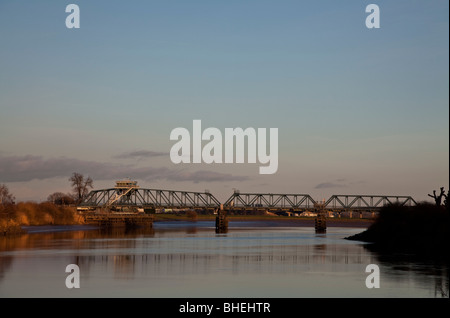 Boothferry Drehbrücke über den Fluss Ouse, Goole, East Yorkshire. Stockfoto