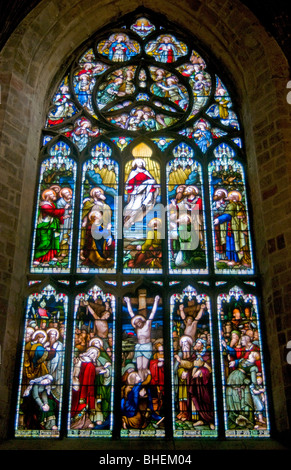 Die zentrale Glasfenster im St Giles Cathedral Edinburgh, Lothian. Stockfoto