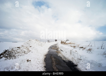 Schnee nur aus einem Feldweg, Winter 2010 gelöscht Stockfoto