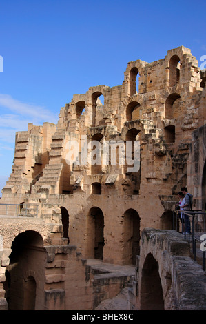 Innenansicht, Roman Amphitheatre, El Djem, Mahdia Governorate, Tunesien Stockfoto