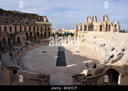 Innenansicht, Roman Amphitheatre, El Djem, Mahdia Governorate, Tunesien Stockfoto