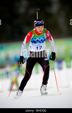 Ji-Hee Mun des KOR während der Biathlon-Frauen 7,5 K Sprints im Whistler Olympic Park Stockfoto