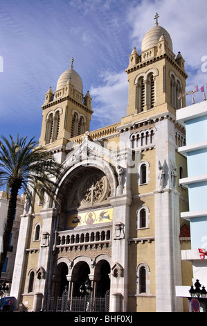 Cathedrale de St. Vincente de Paul, Avenue Habib Bourguiba, Tunis, Tunis Governorate, Tunesien Stockfoto